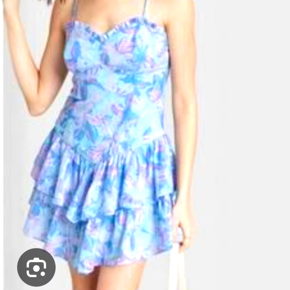 Sundress  Fully Lined   Blue Floral. XS